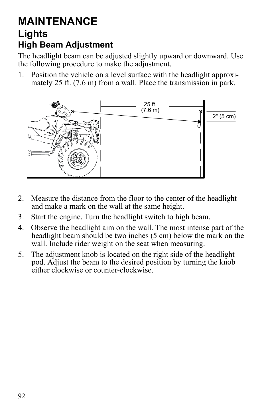 Maintenance, Lights | Polaris Sportsman 9922233 User Manual | Page 96 / 143