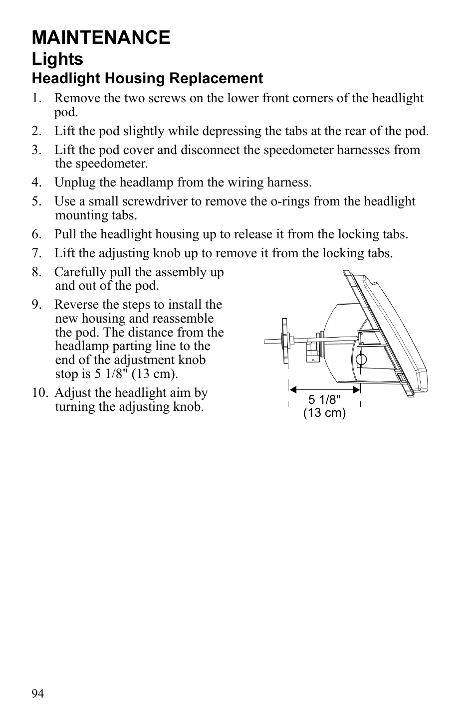 Maintenance, Lights | Polaris Sportsman 9922233 User Manual | Page 98 / 143