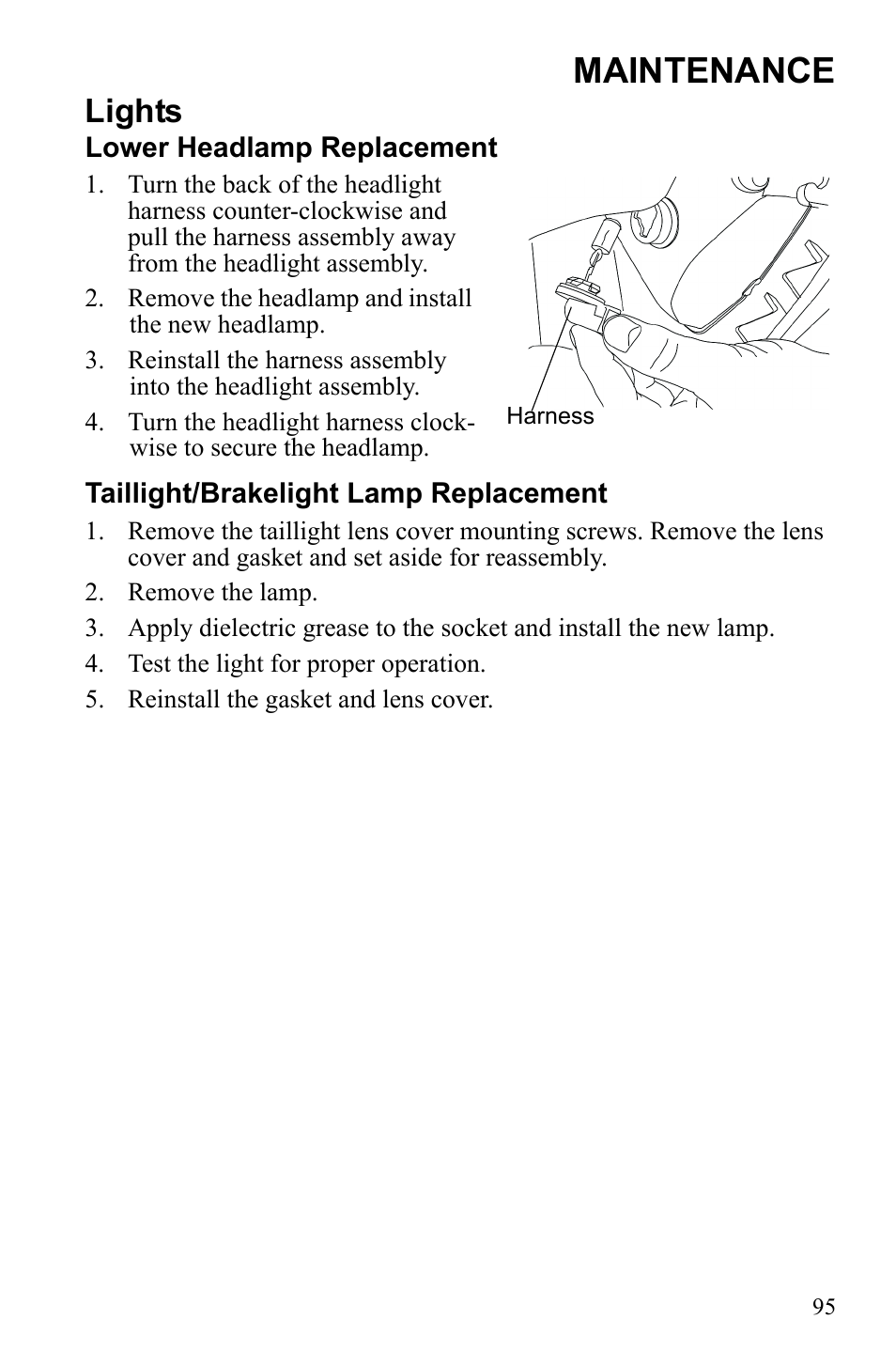 Maintenance, Lights | Polaris Sportsman 9922233 User Manual | Page 99 / 143