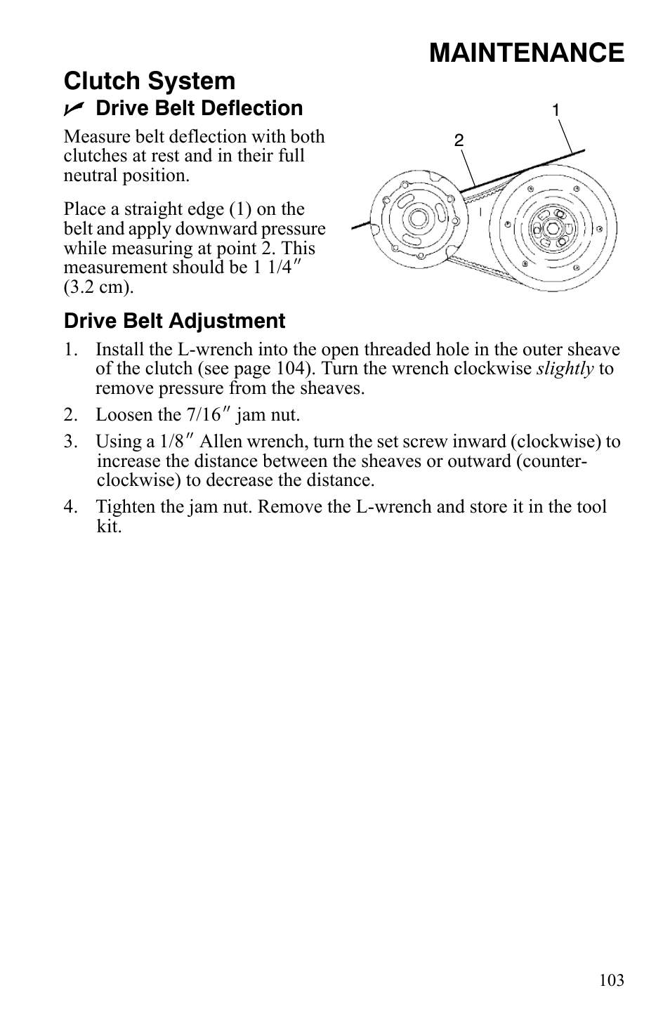 Maintenance, Clutch system | Polaris 600 LX User Manual | Page 106 / 141