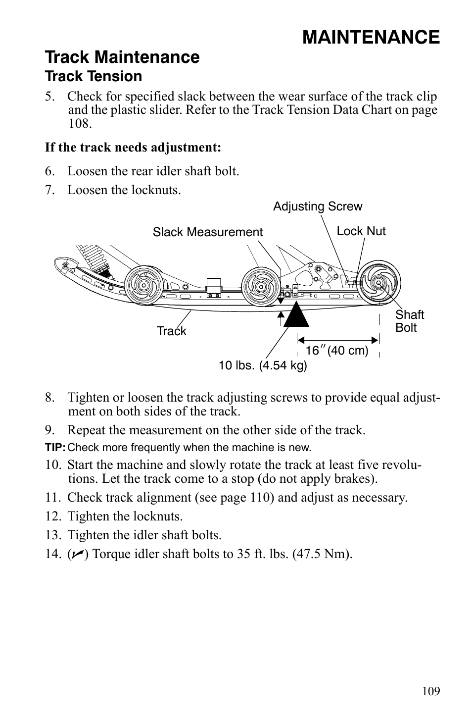 Maintenance, Track maintenance | Polaris 600 LX User Manual | Page 112 / 141