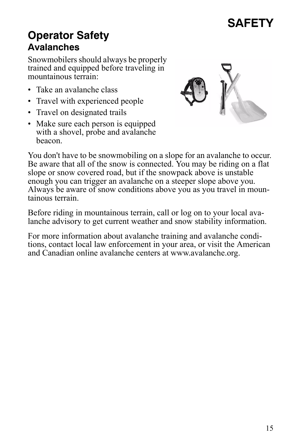 Safety, Operator safety | Polaris 600 LX User Manual | Page 18 / 141