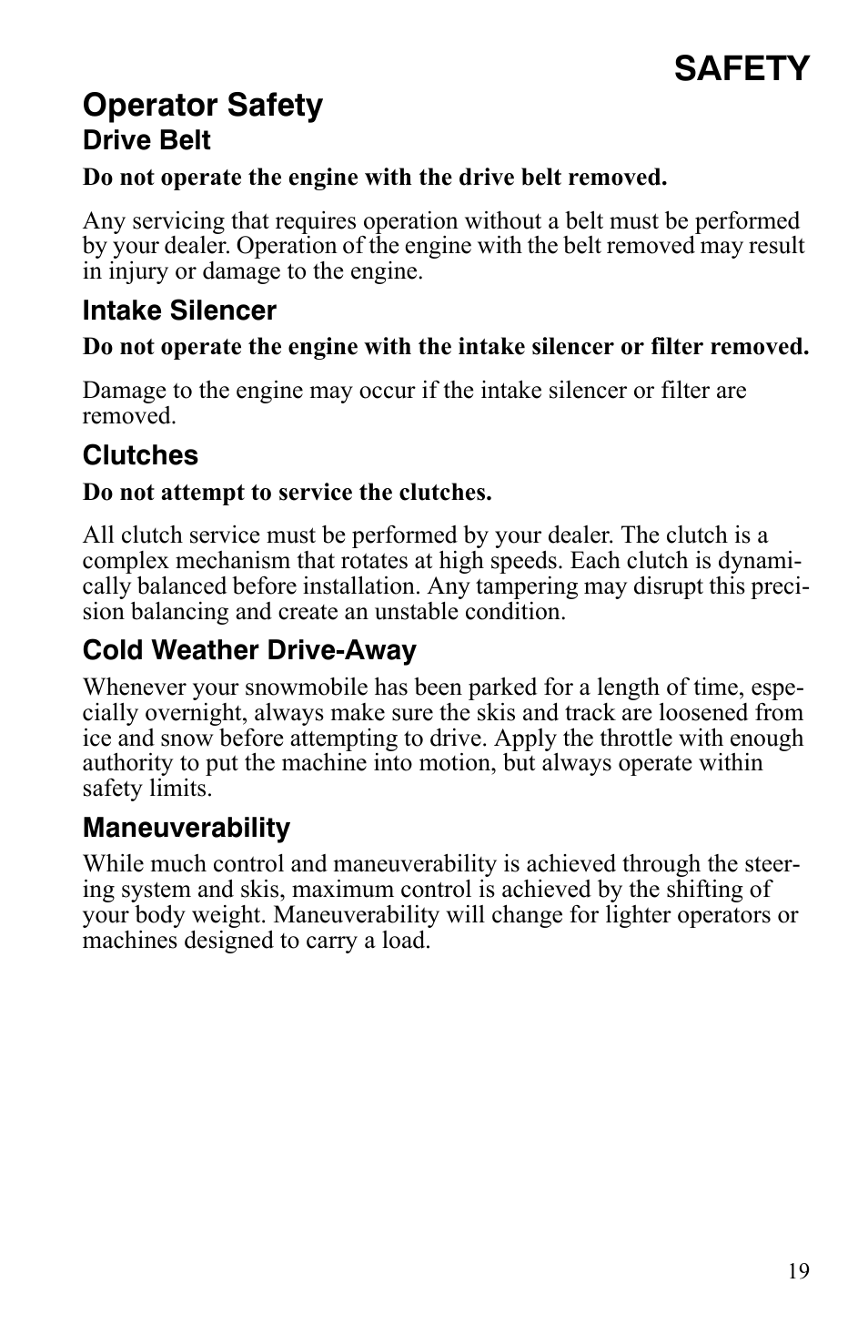 Safety, Operator safety | Polaris 600 LX User Manual | Page 22 / 141