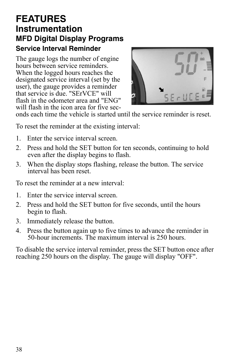 Features, Instrumentation | Polaris 600 LX User Manual | Page 41 / 141