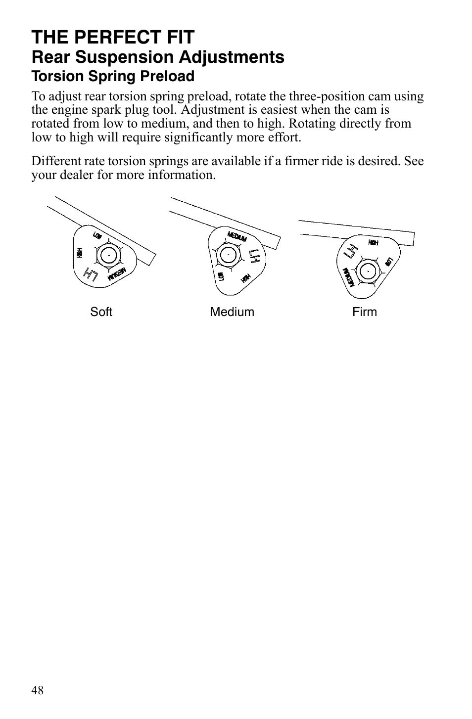 The perfect fit, Rear suspension adjustments | Polaris 600 LX User Manual | Page 51 / 141