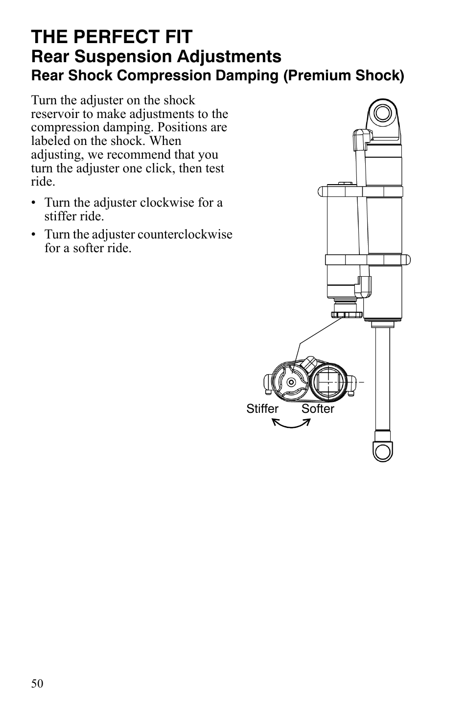 The perfect fit, Rear suspension adjustments | Polaris 600 LX User Manual | Page 53 / 141