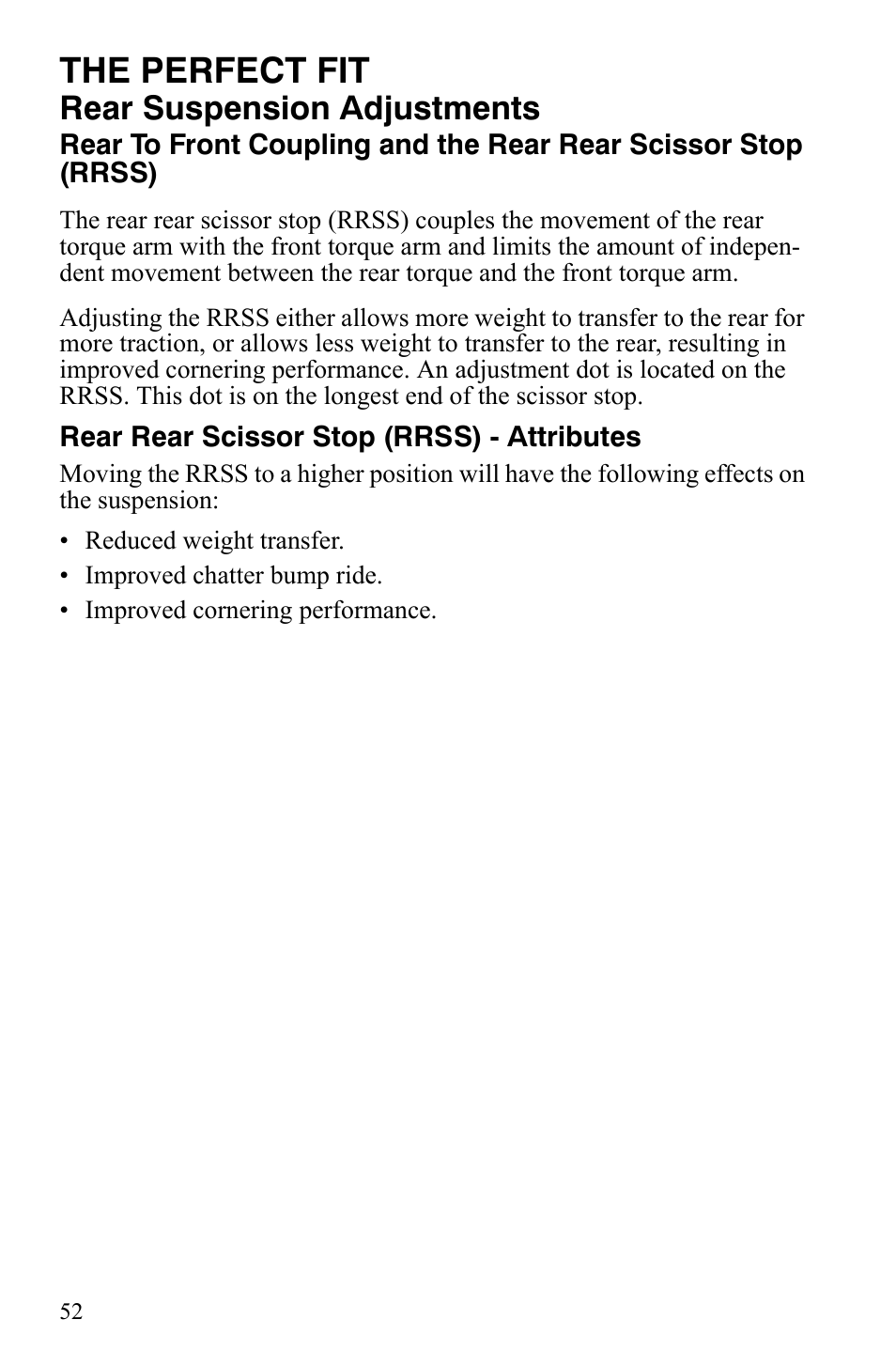 The perfect fit, Rear suspension adjustments | Polaris 600 LX User Manual | Page 55 / 141