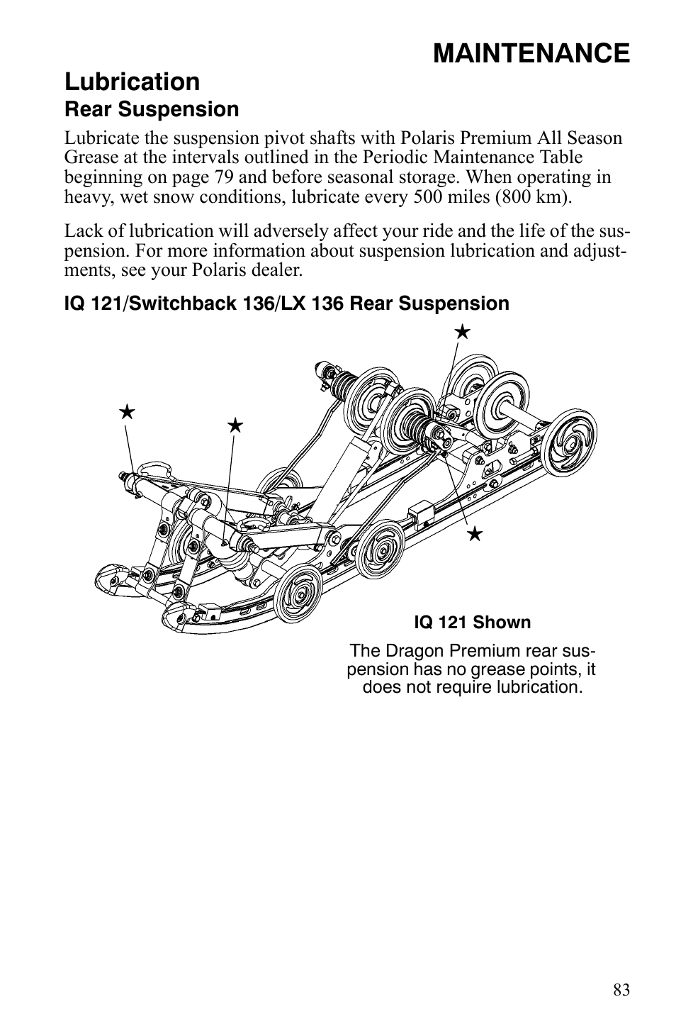 Maintenance, Lubrication | Polaris 600 LX User Manual | Page 86 / 141