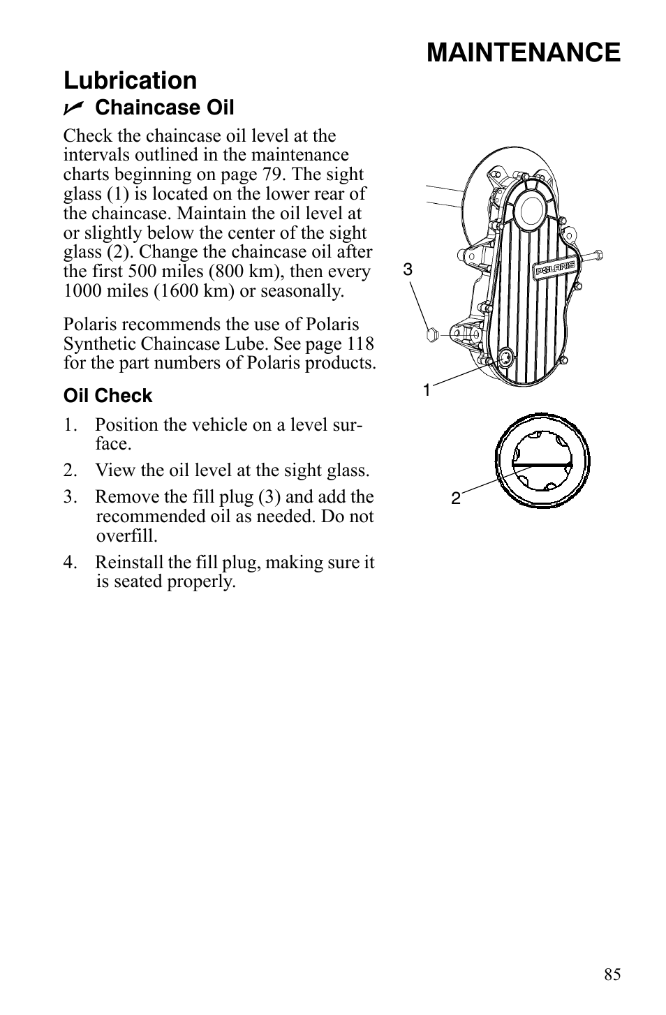 Maintenance, Lubrication | Polaris 600 LX User Manual | Page 88 / 141