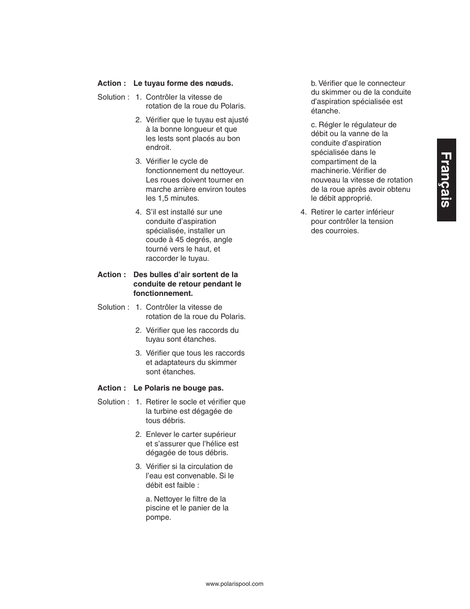 Français | Polaris 340 User Manual | Page 21 / 64