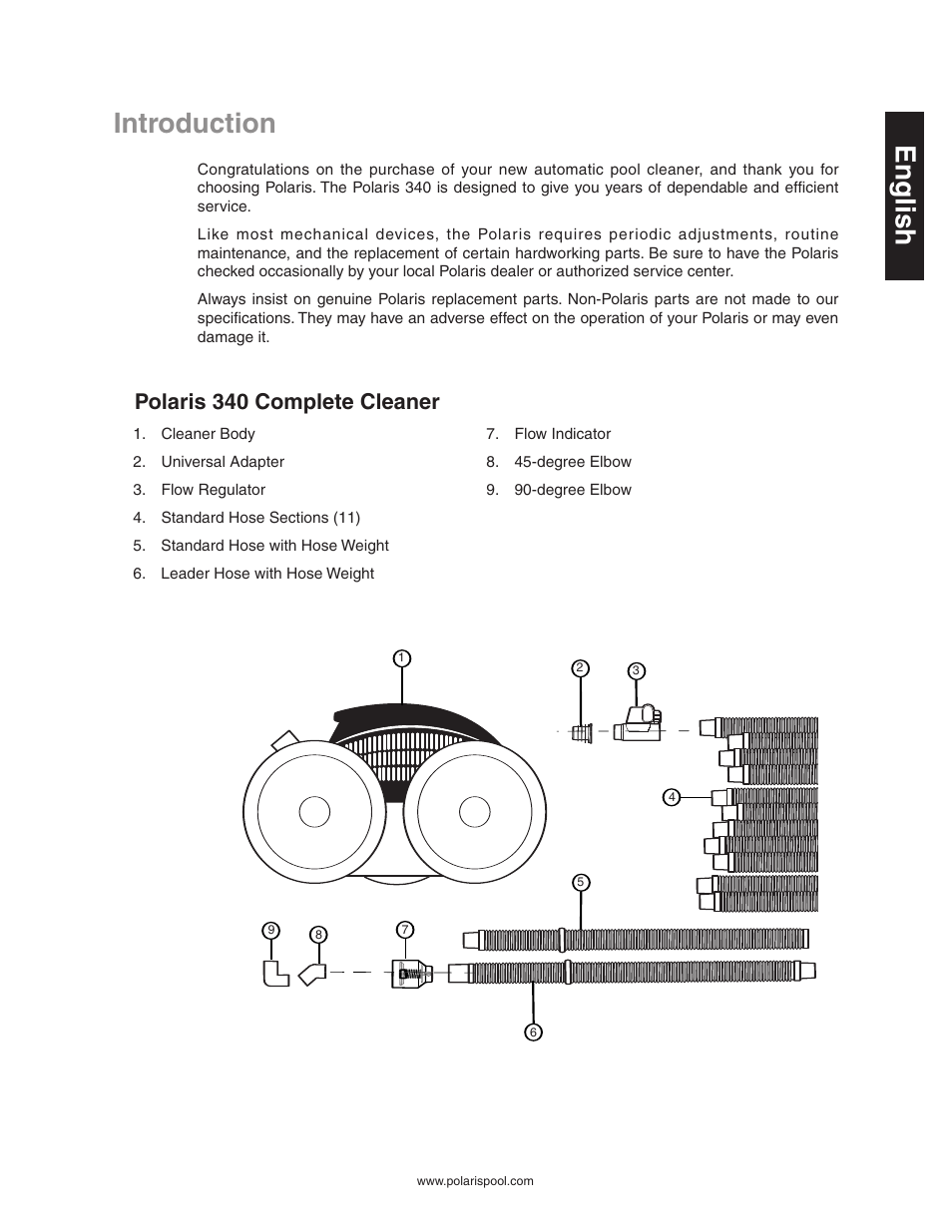 Introduction, English, Polaris 340 complete cleaner | Polaris 340 User Manual | Page 3 / 64