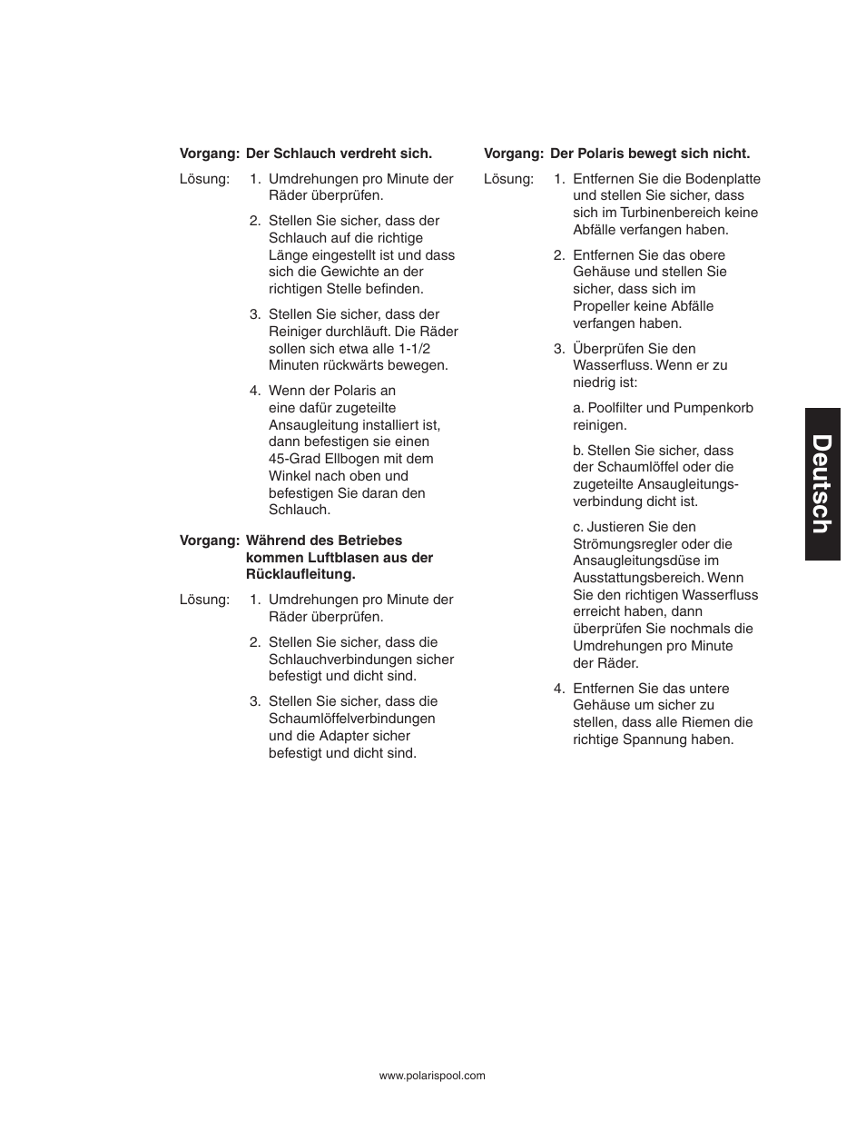 Deutsc h | Polaris 340 User Manual | Page 31 / 64