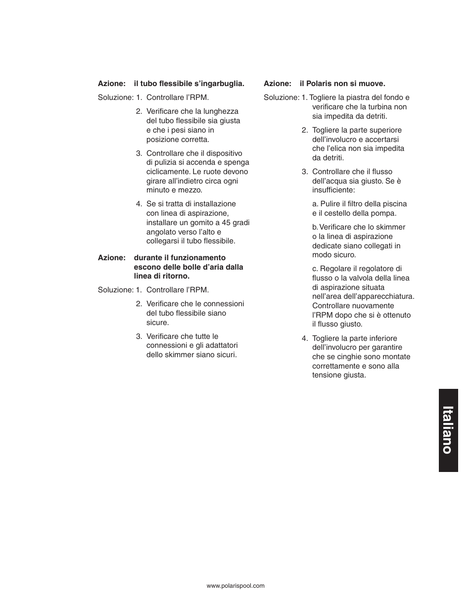 Italiano | Polaris 340 User Manual | Page 51 / 64