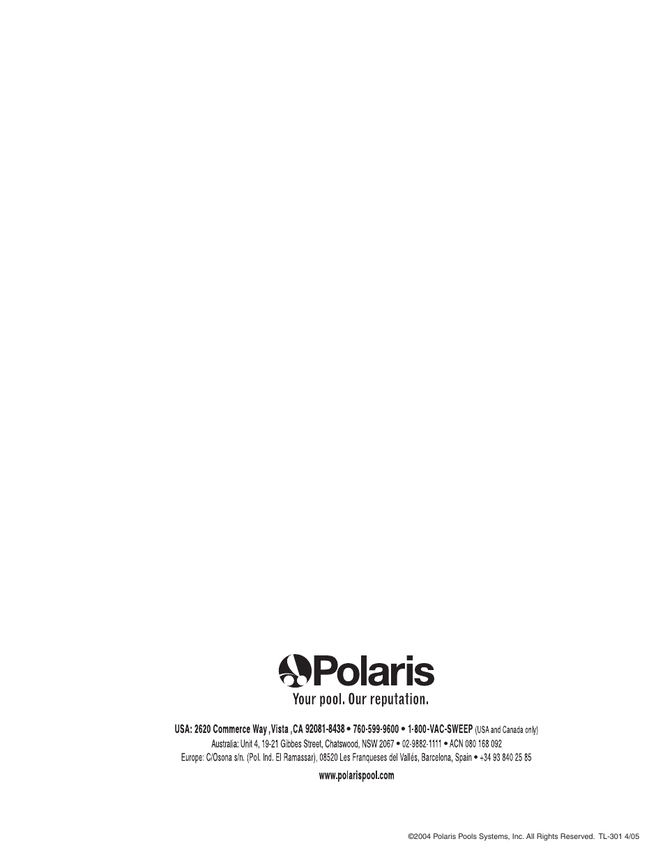 Polaris 340 User Manual | Page 64 / 64