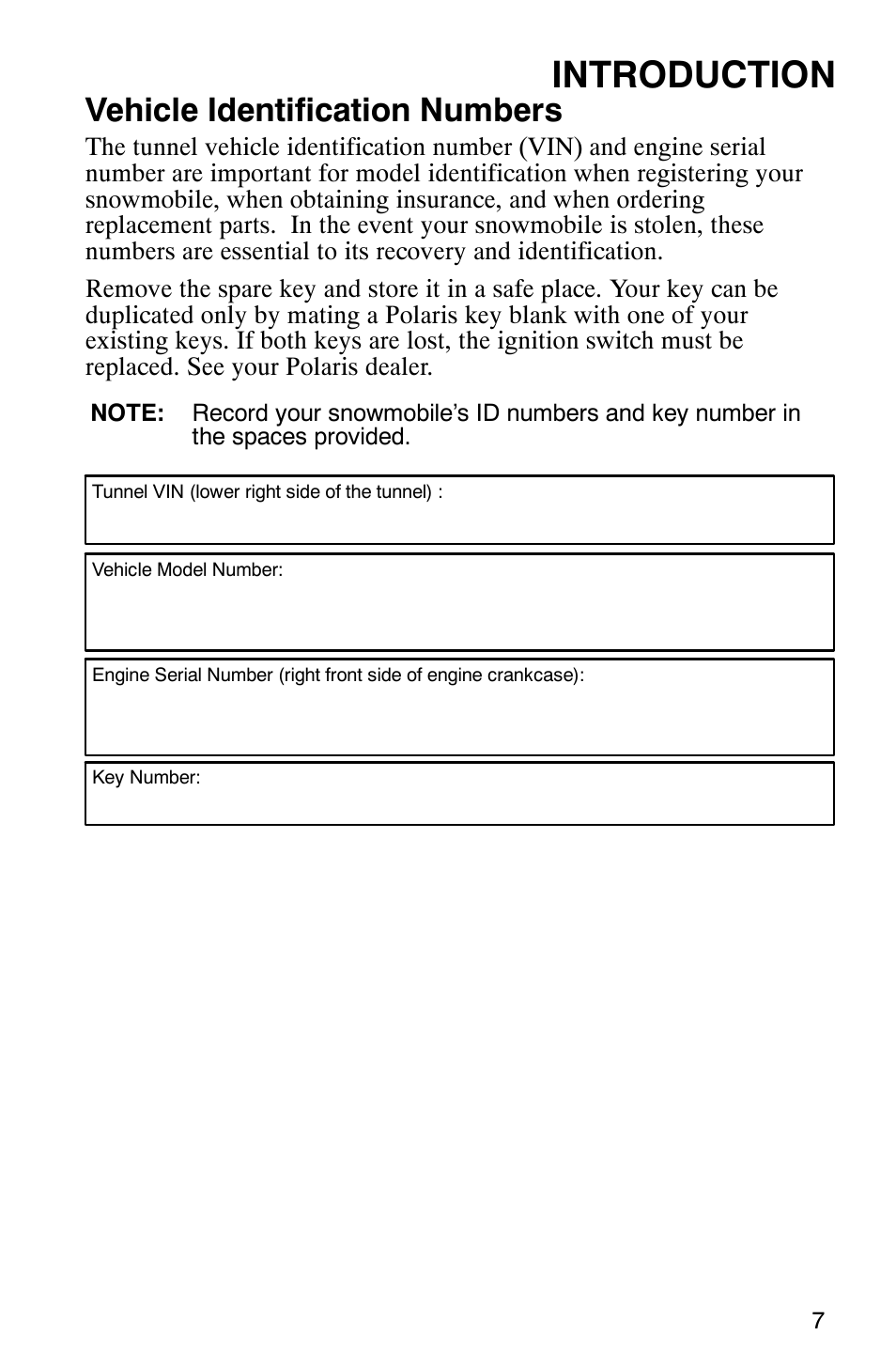 Introduction, Vehicle identification numbers | Polaris 9919078 User Manual | Page 10 / 150
