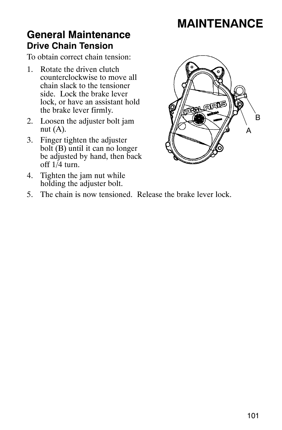 Maintenance, General maintenance | Polaris 9919078 User Manual | Page 104 / 150