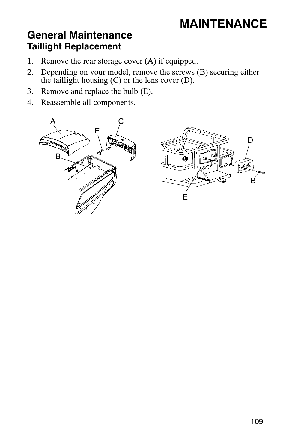 Maintenance, General maintenance | Polaris 9919078 User Manual | Page 112 / 150