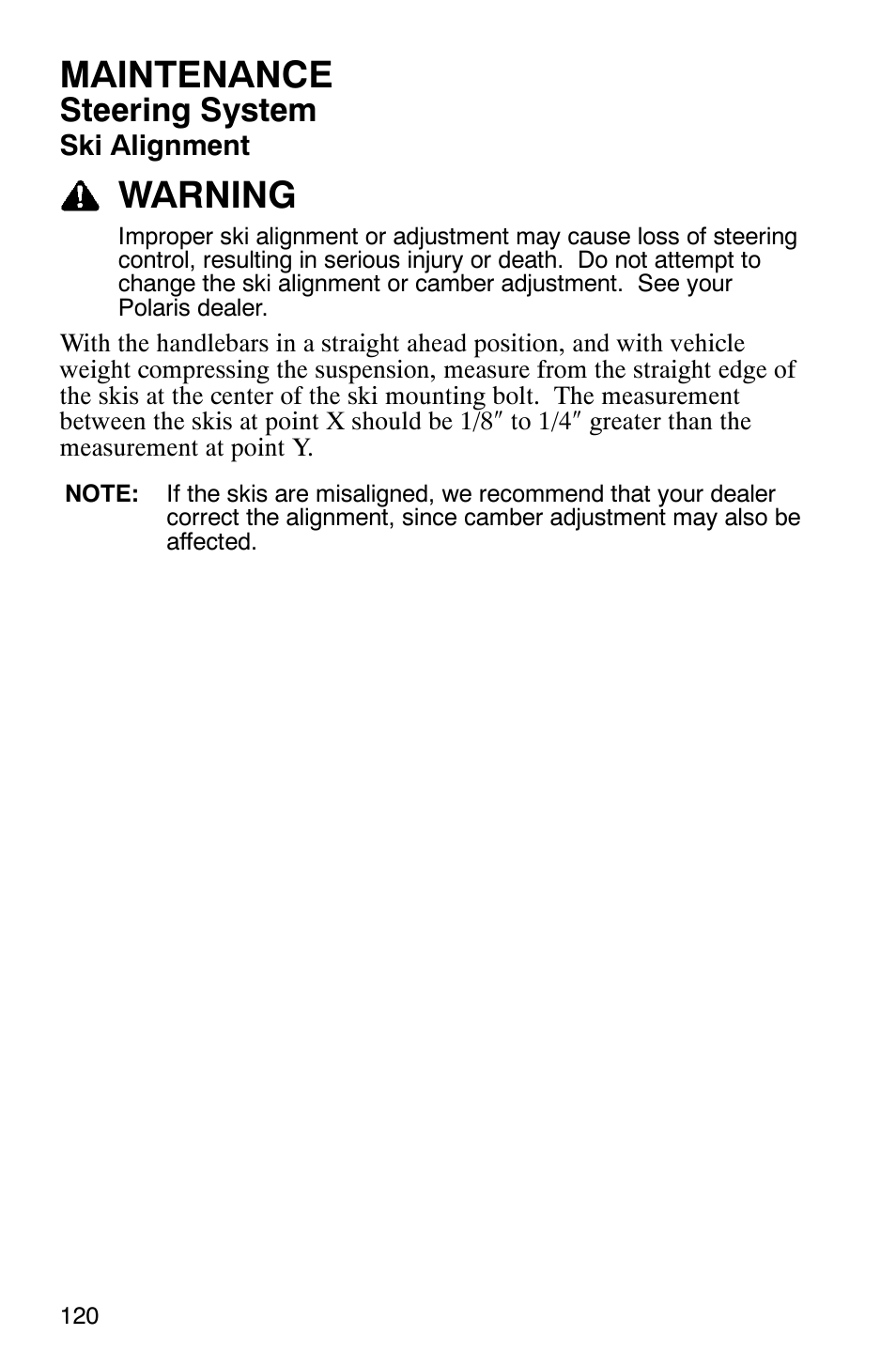 Maintenance, Warning, Steering system | Polaris 9919078 User Manual | Page 123 / 150