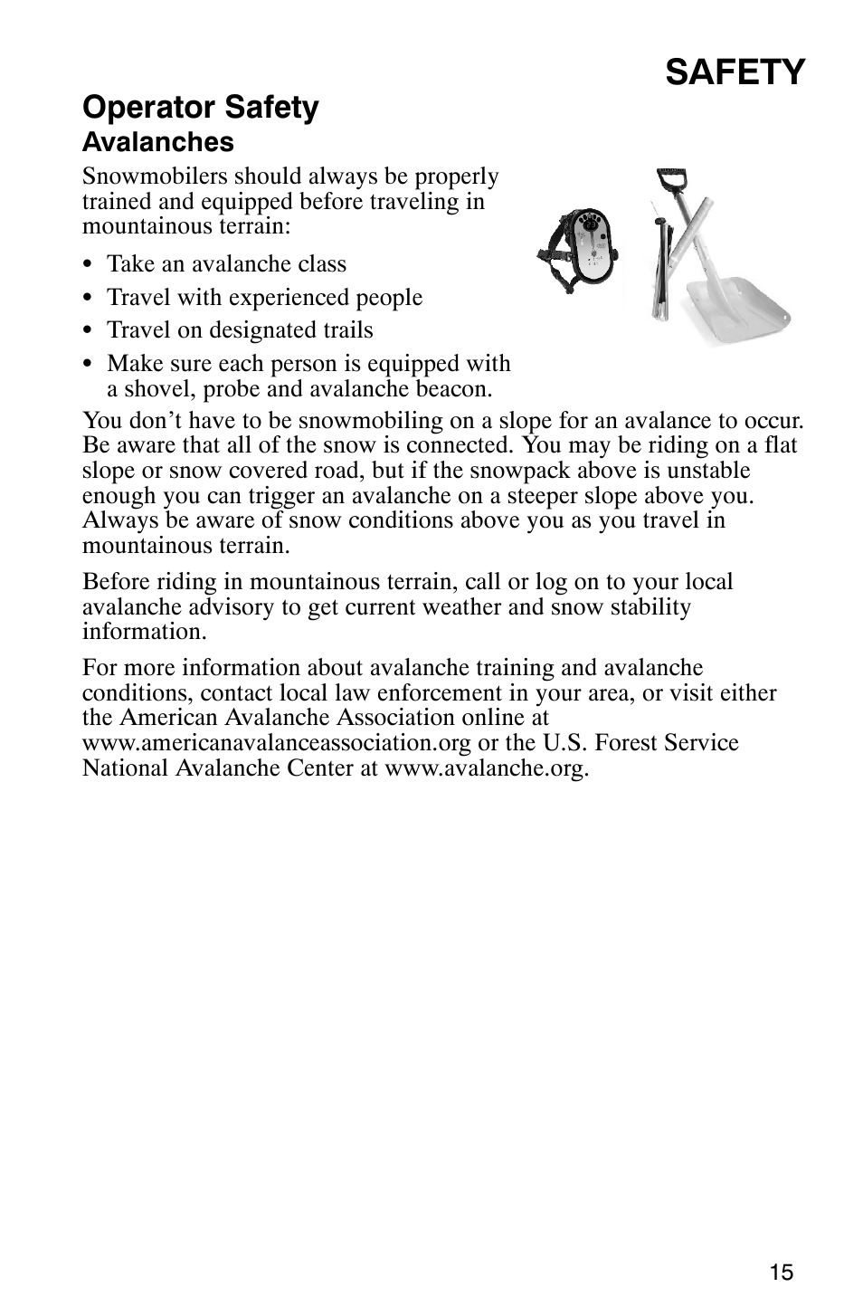 Safety, Operator safety | Polaris 9919078 User Manual | Page 18 / 150