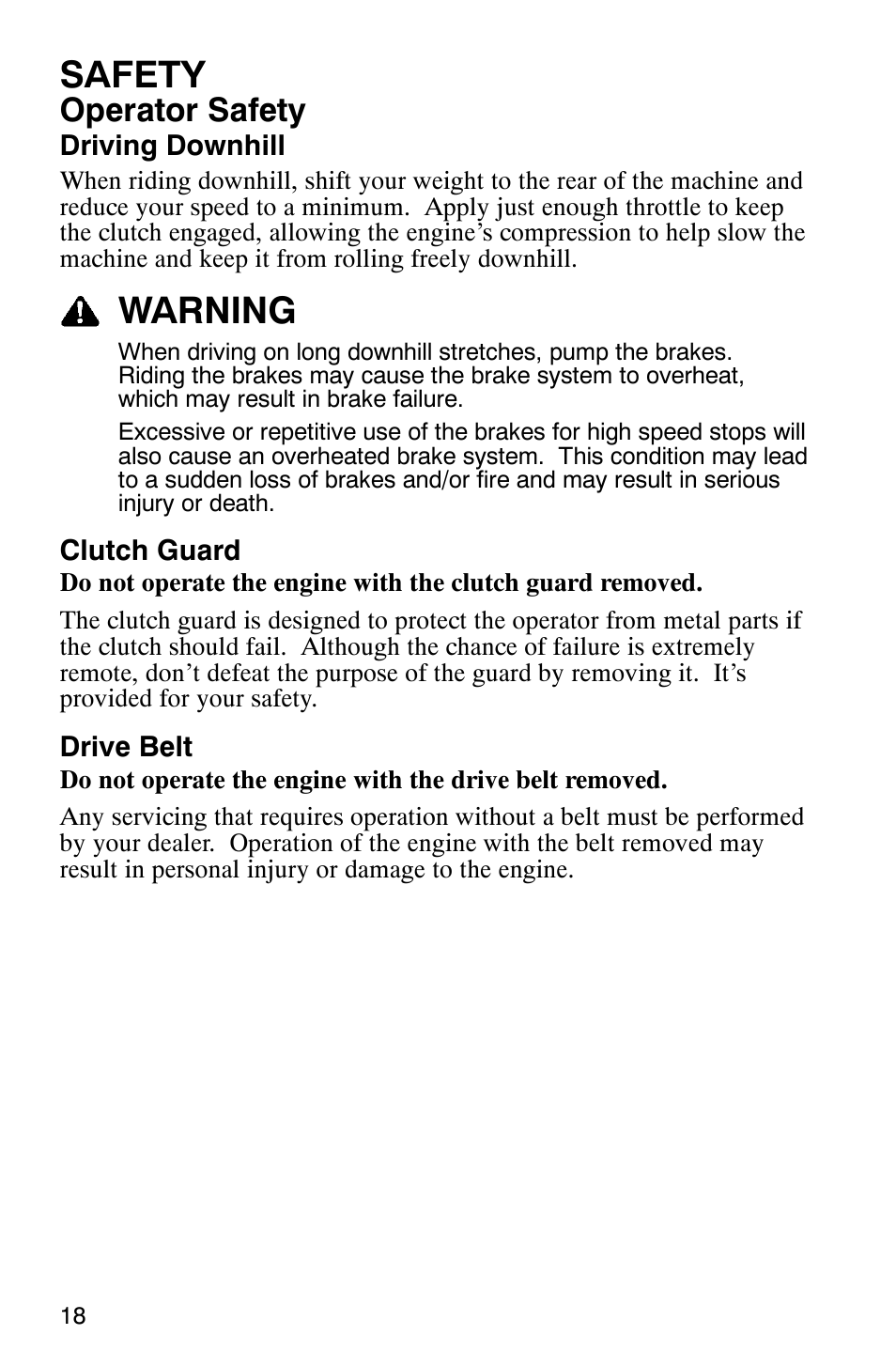 Safety, Warning, Operator safety | Polaris 9919078 User Manual | Page 21 / 150