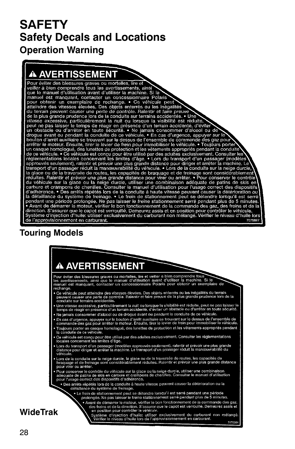 Safety, Safety decals and locations | Polaris 9919078 User Manual | Page 31 / 150