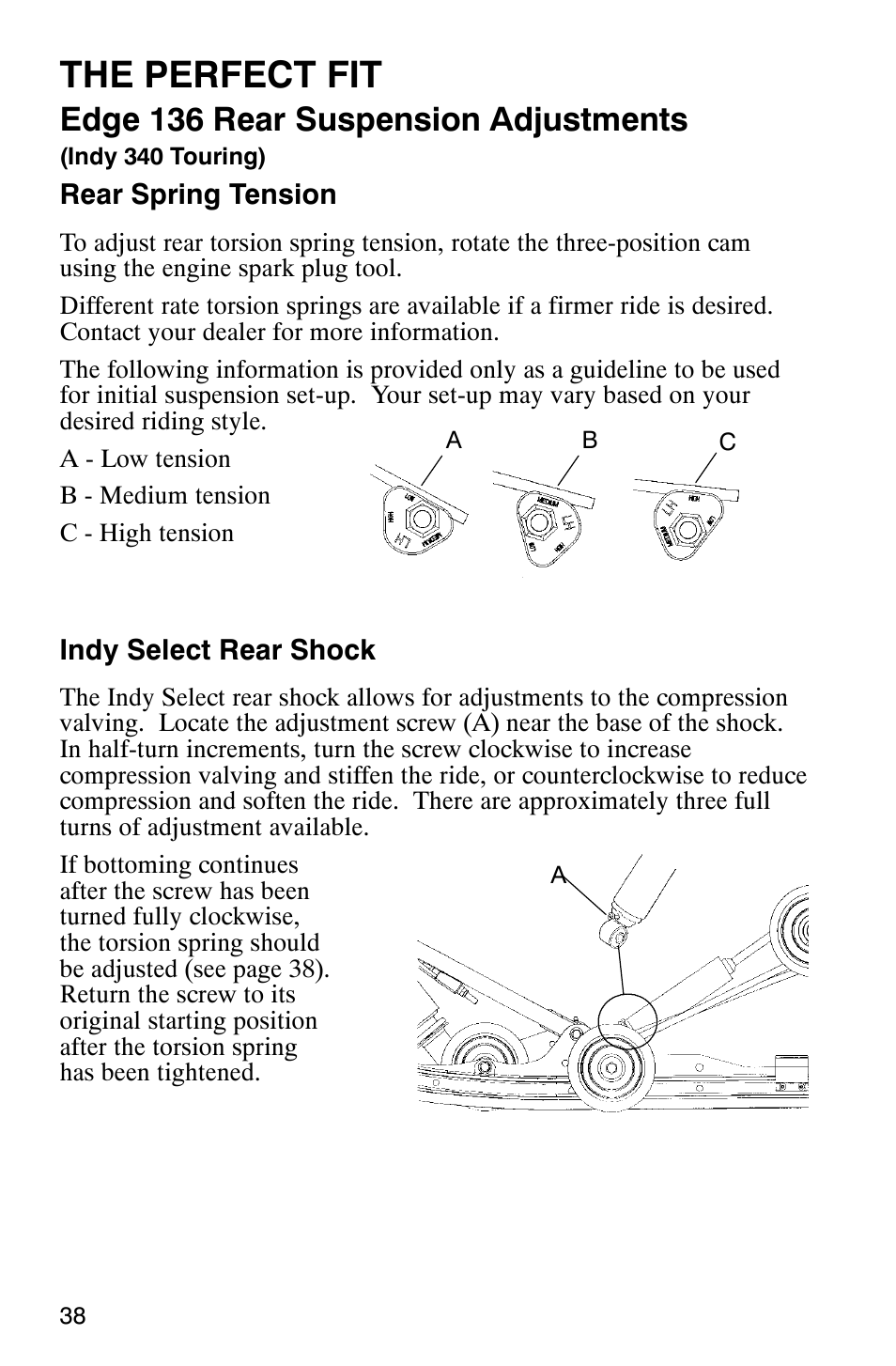 The perfect fit, Edge 136 rear suspension adjustments | Polaris 9919078 User Manual | Page 41 / 150