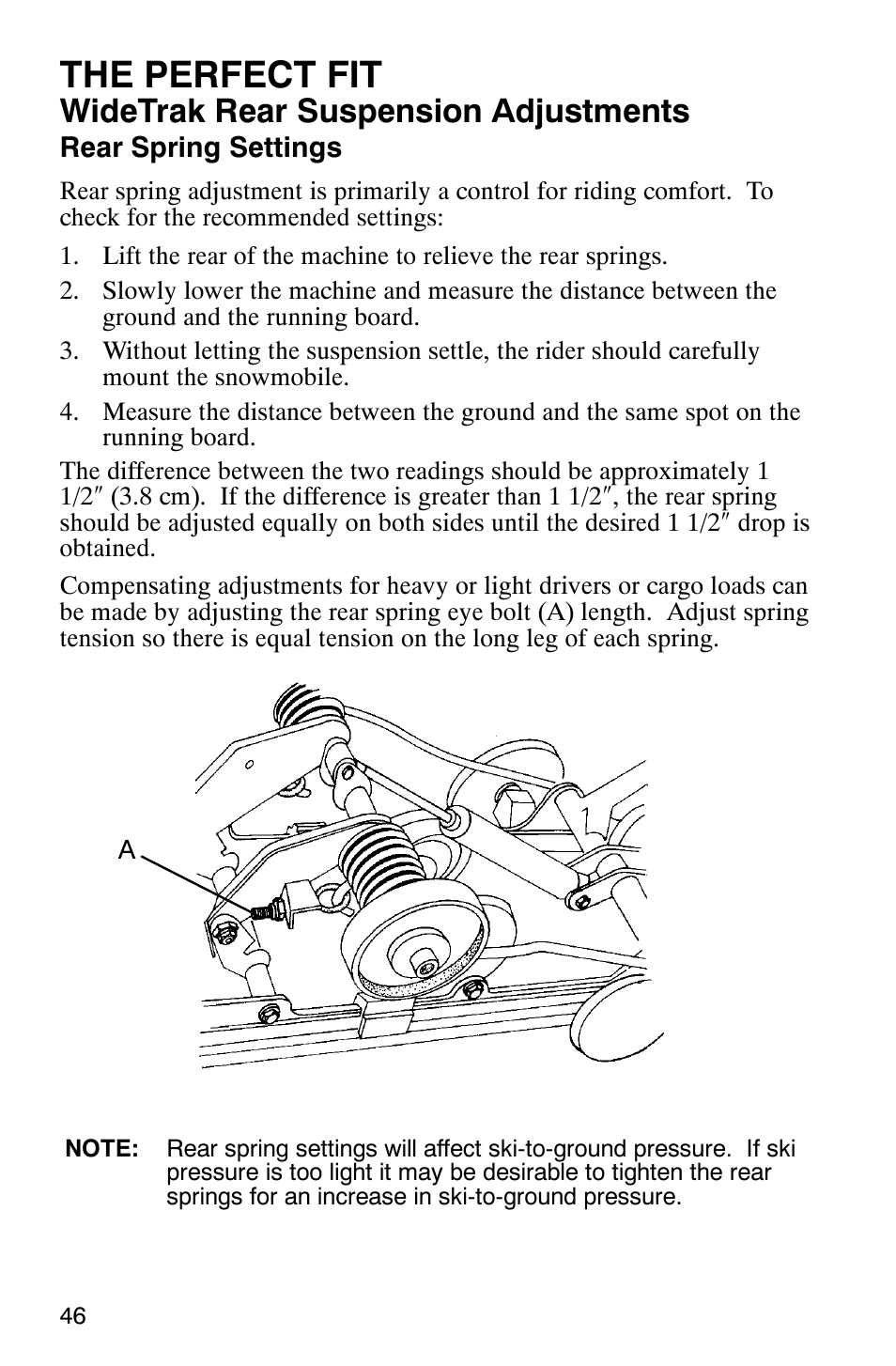 The perfect fit, Widetrak rear suspension adjustments | Polaris 9919078 User Manual | Page 49 / 150