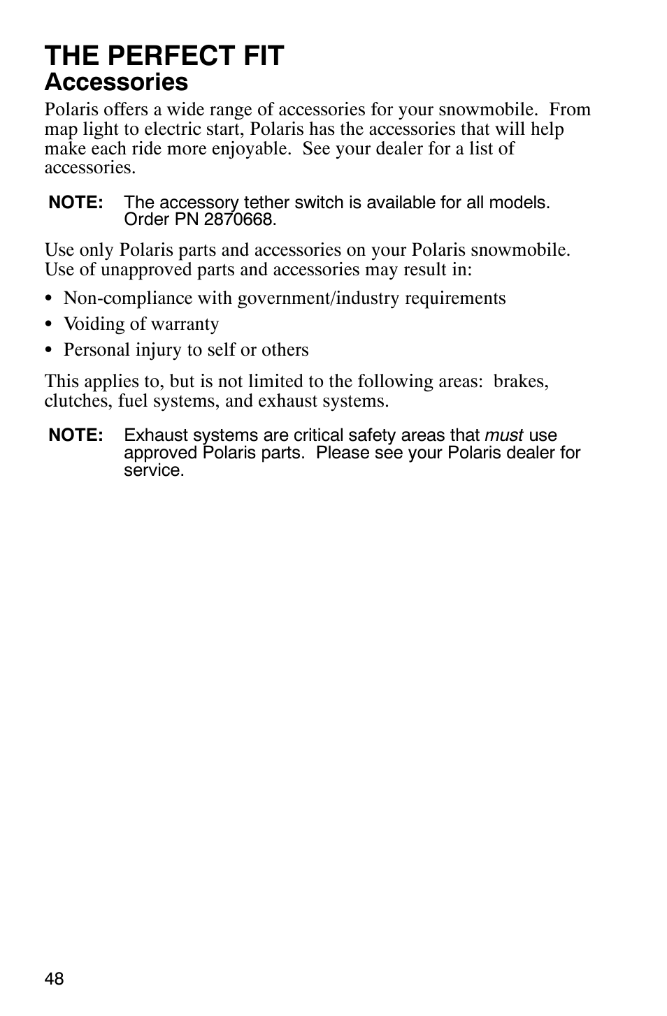 The perfect fit, Accessories | Polaris 9919078 User Manual | Page 51 / 150