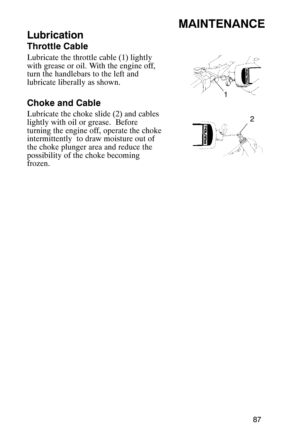 Maintenance, Lubrication | Polaris 9919078 User Manual | Page 90 / 150