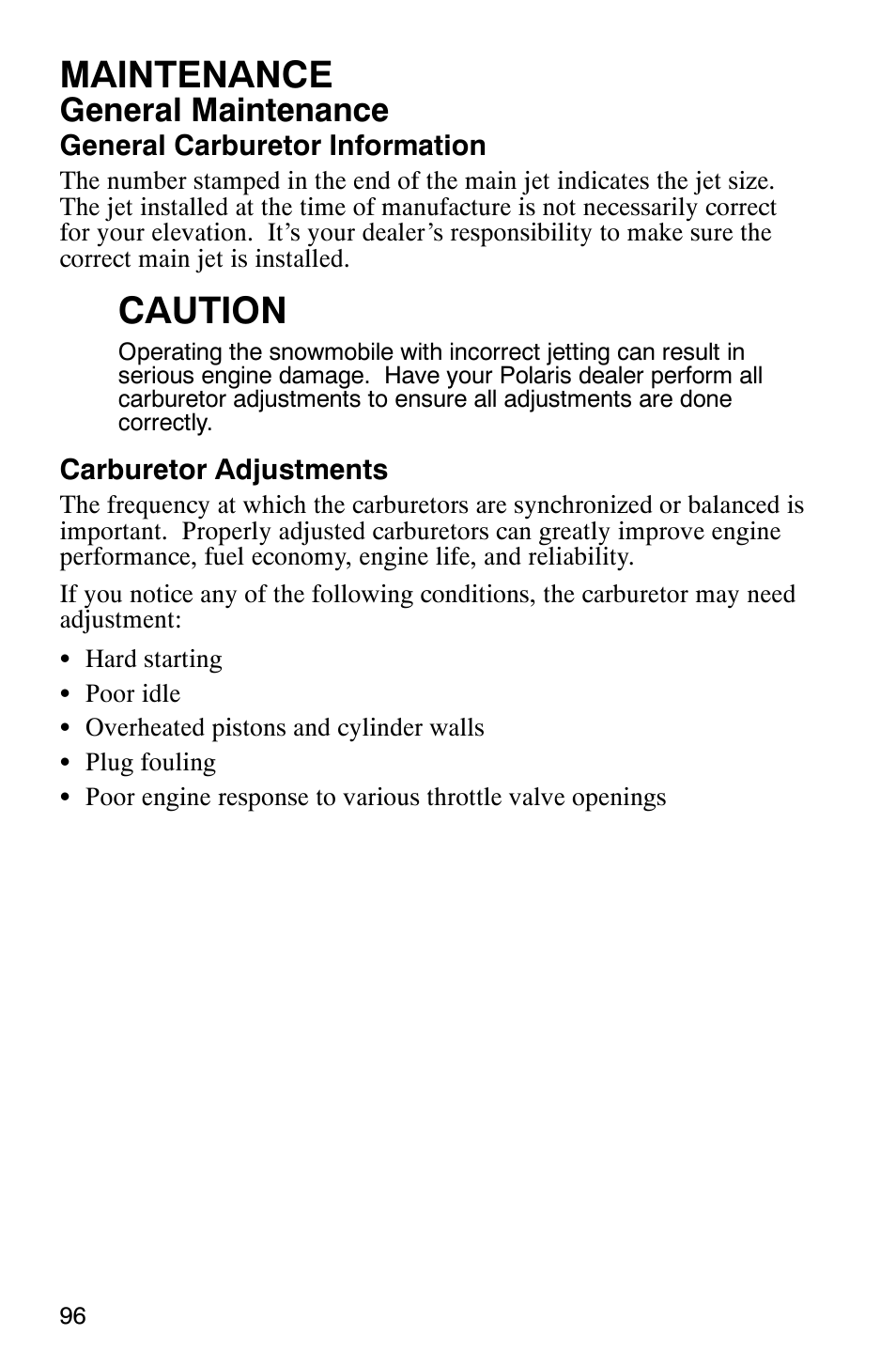 Maintenance, Caution, General maintenance | Polaris 9919078 User Manual | Page 99 / 150