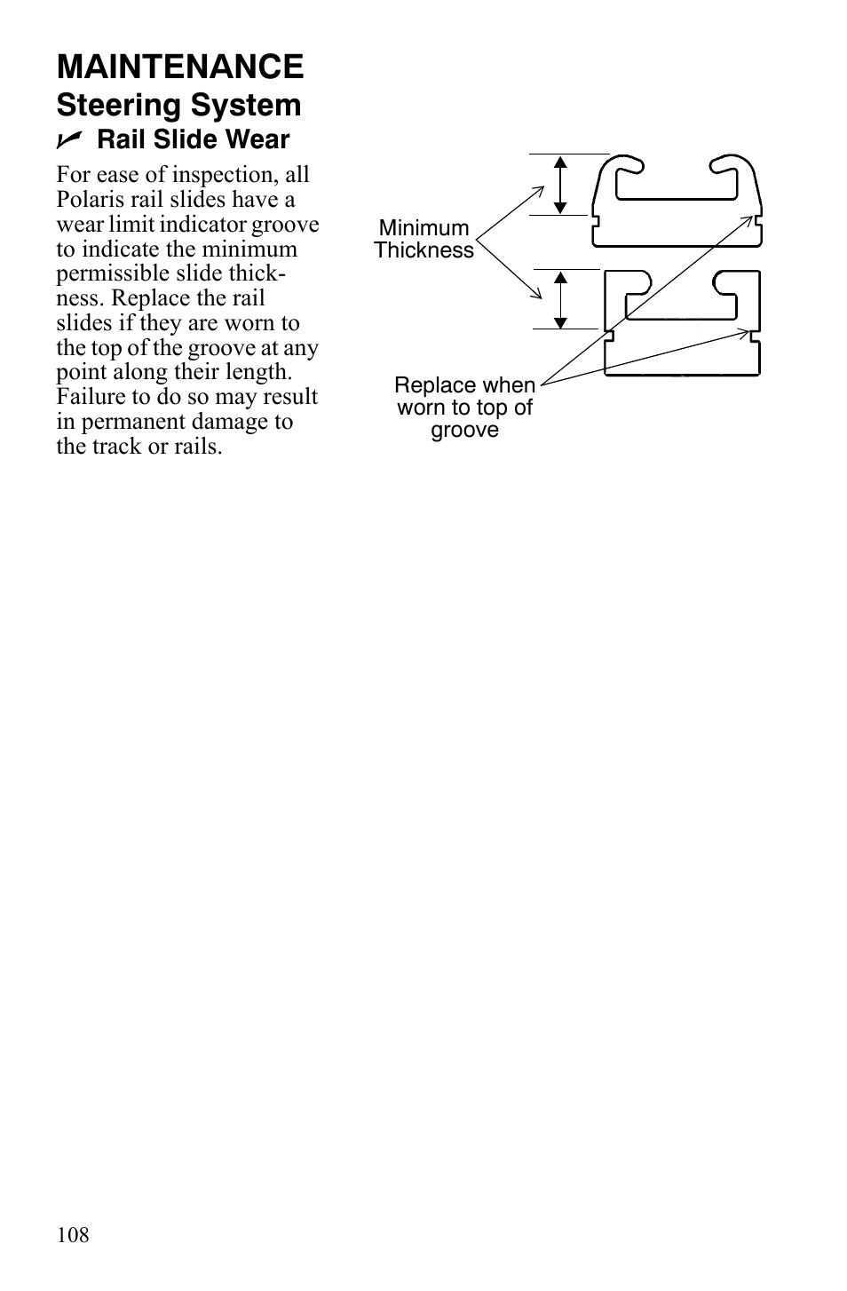 Maintenance, Steering system | Polaris 600 HO RMK 155 User Manual | Page 111 / 135