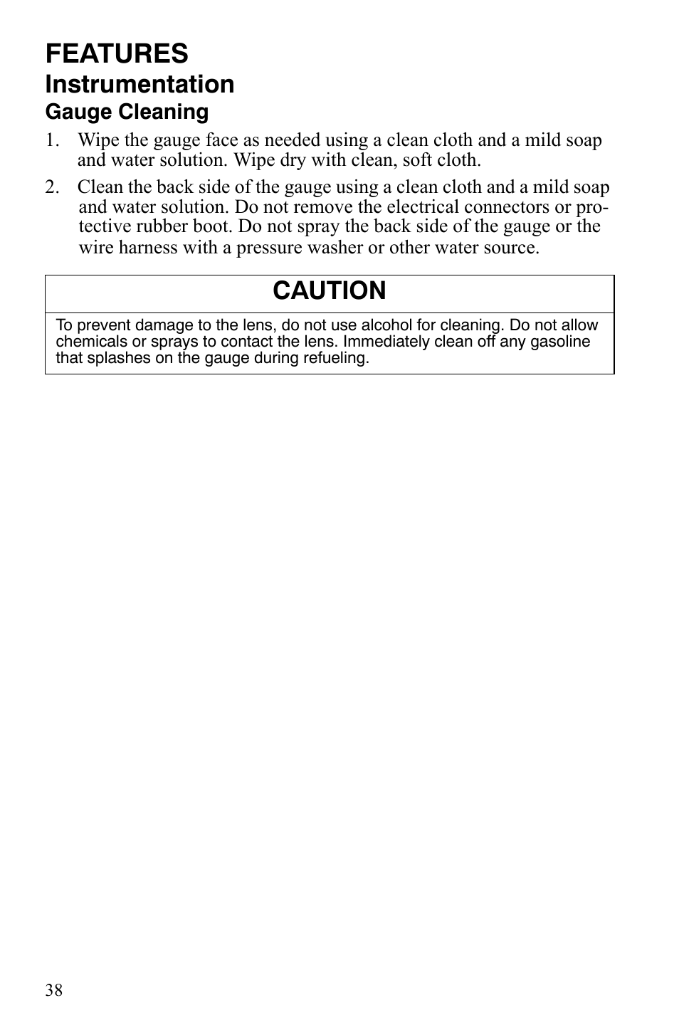 Features, Instrumentation, Caution | Polaris 600 HO RMK 155 User Manual | Page 41 / 135