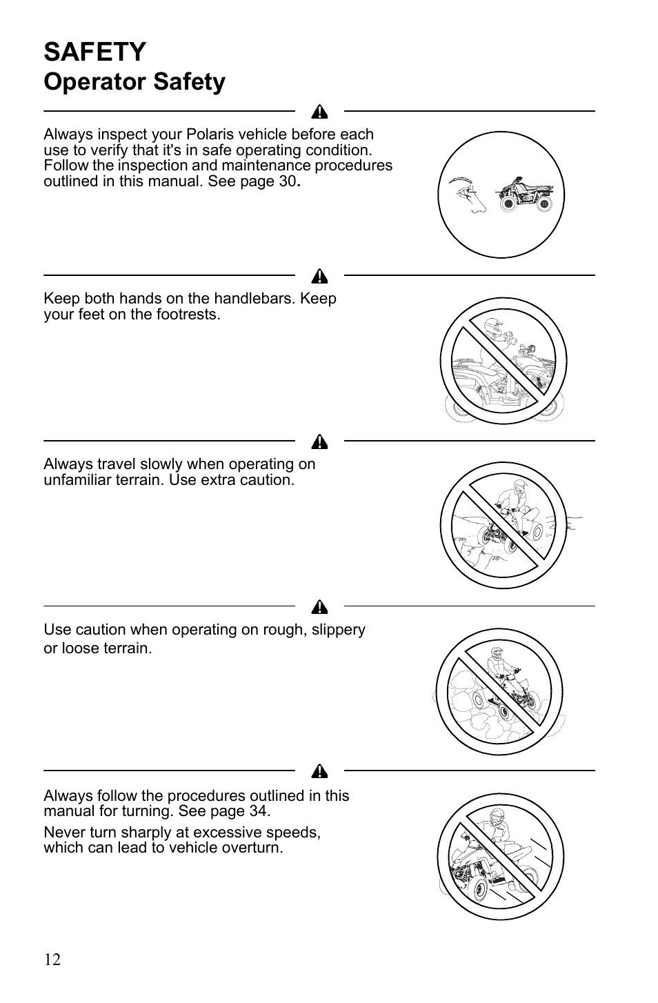 Safety, Operator safety | Polaris Scrambler 4X4 International User Manual | Page 15 / 118