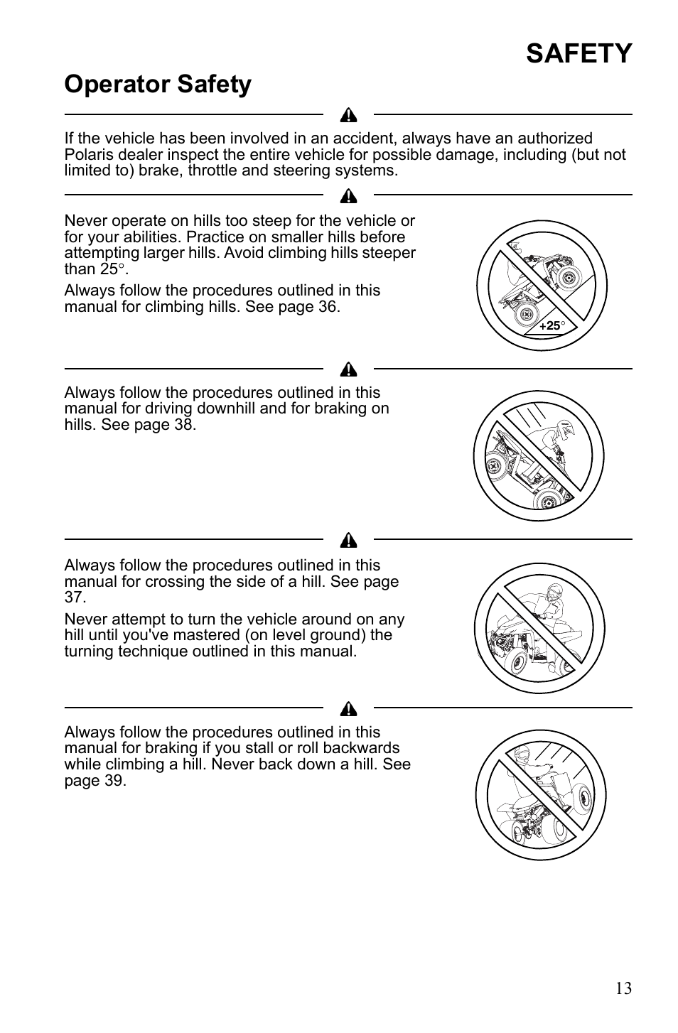 Safety, Operator safety | Polaris Scrambler 4X4 International User Manual | Page 16 / 118