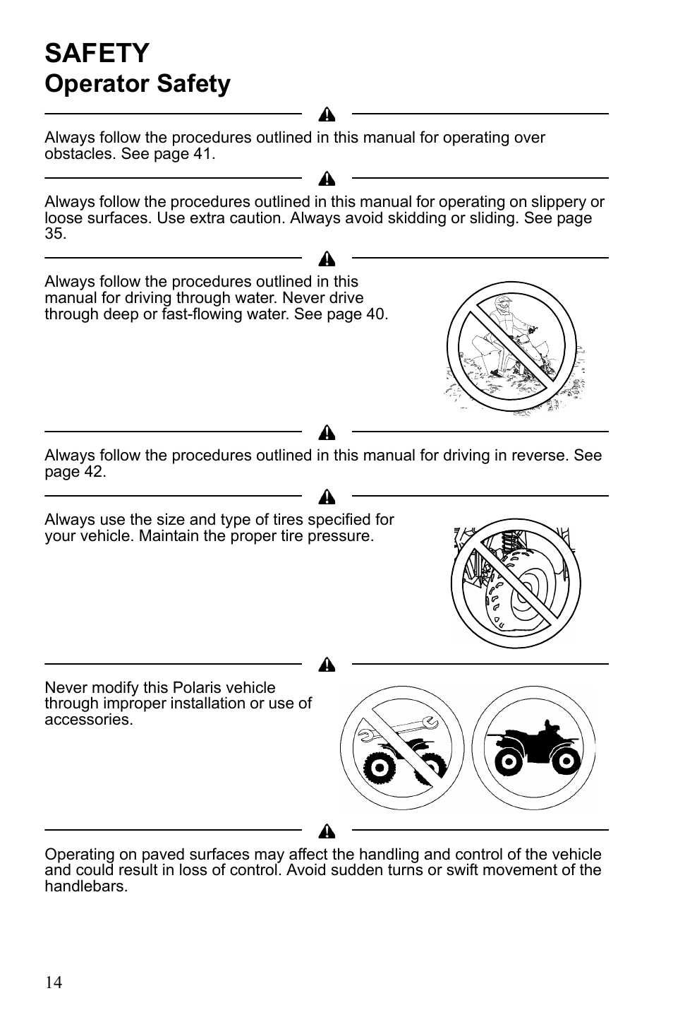 Safety, Operator safety | Polaris Scrambler 4X4 International User Manual | Page 17 / 118