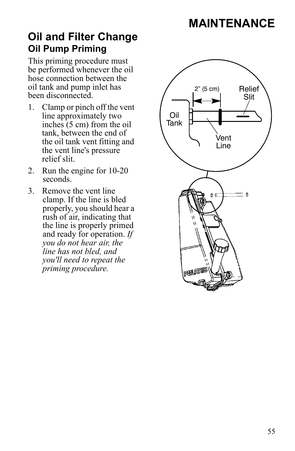 Maintenance, Oil and filter change | Polaris Scrambler 4X4 International User Manual | Page 58 / 118