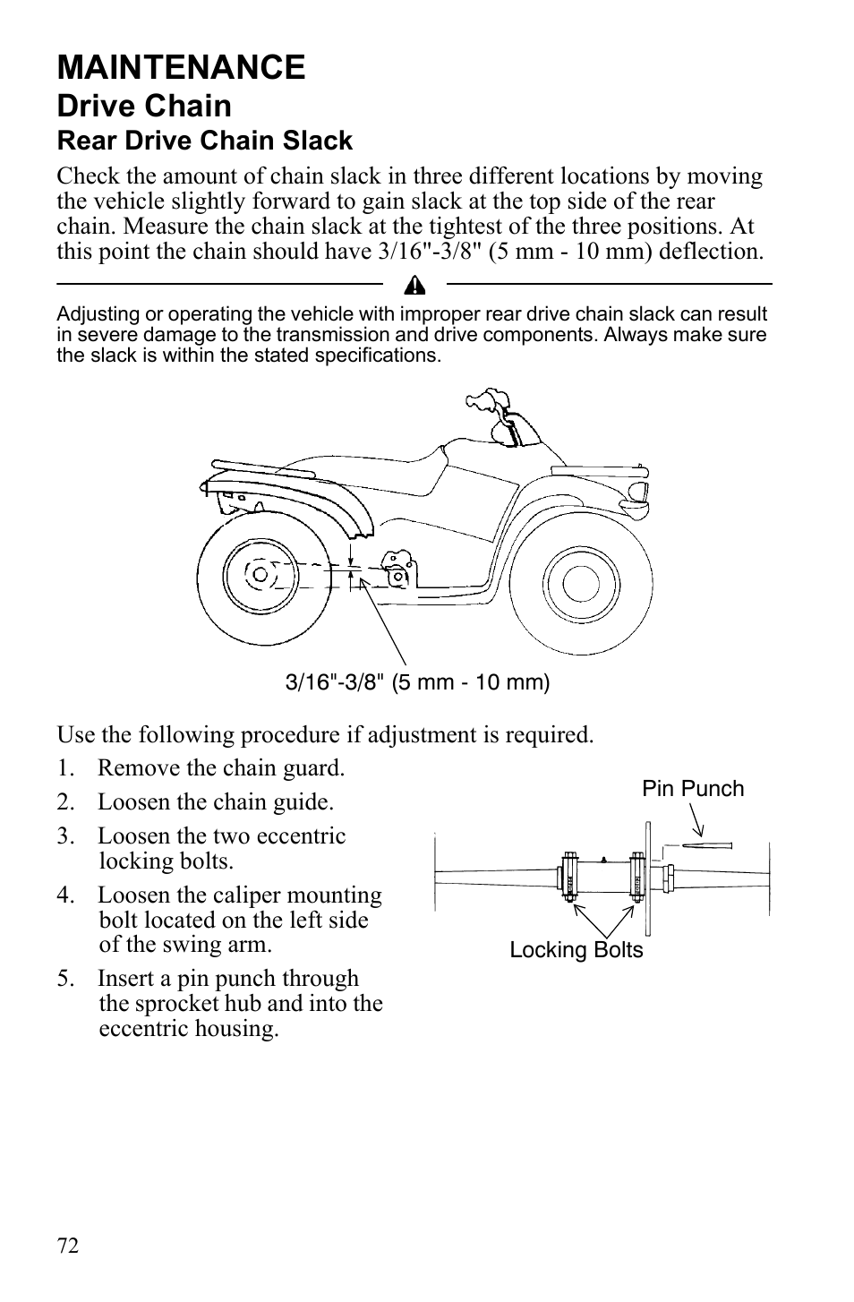 Maintenance, Drive chain | Polaris Scrambler 4X4 International User Manual | Page 75 / 118