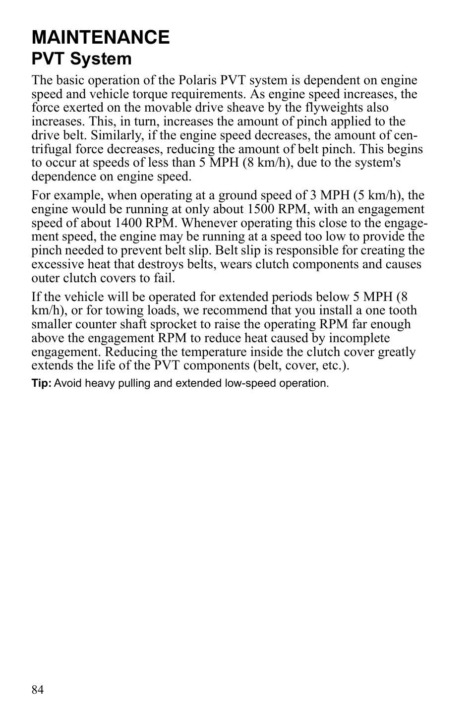 Maintenance, Pvt system | Polaris Scrambler 4X4 International User Manual | Page 87 / 118