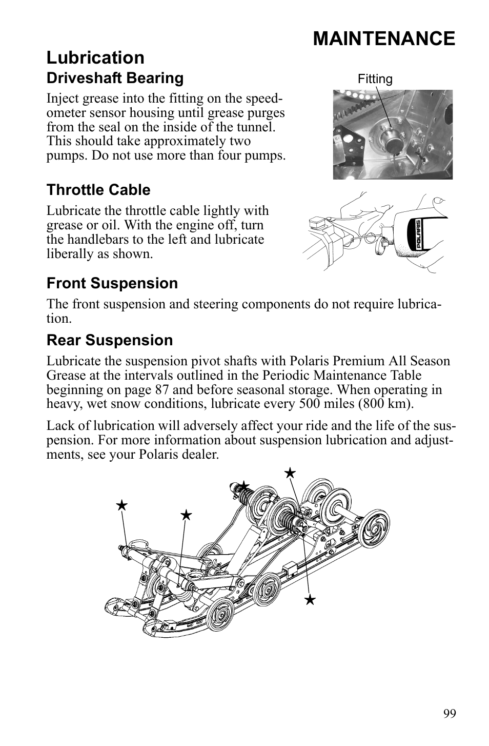 Maintenance, Lubrication | Polaris IQ Turbo Dragon User Manual | Page 102 / 159