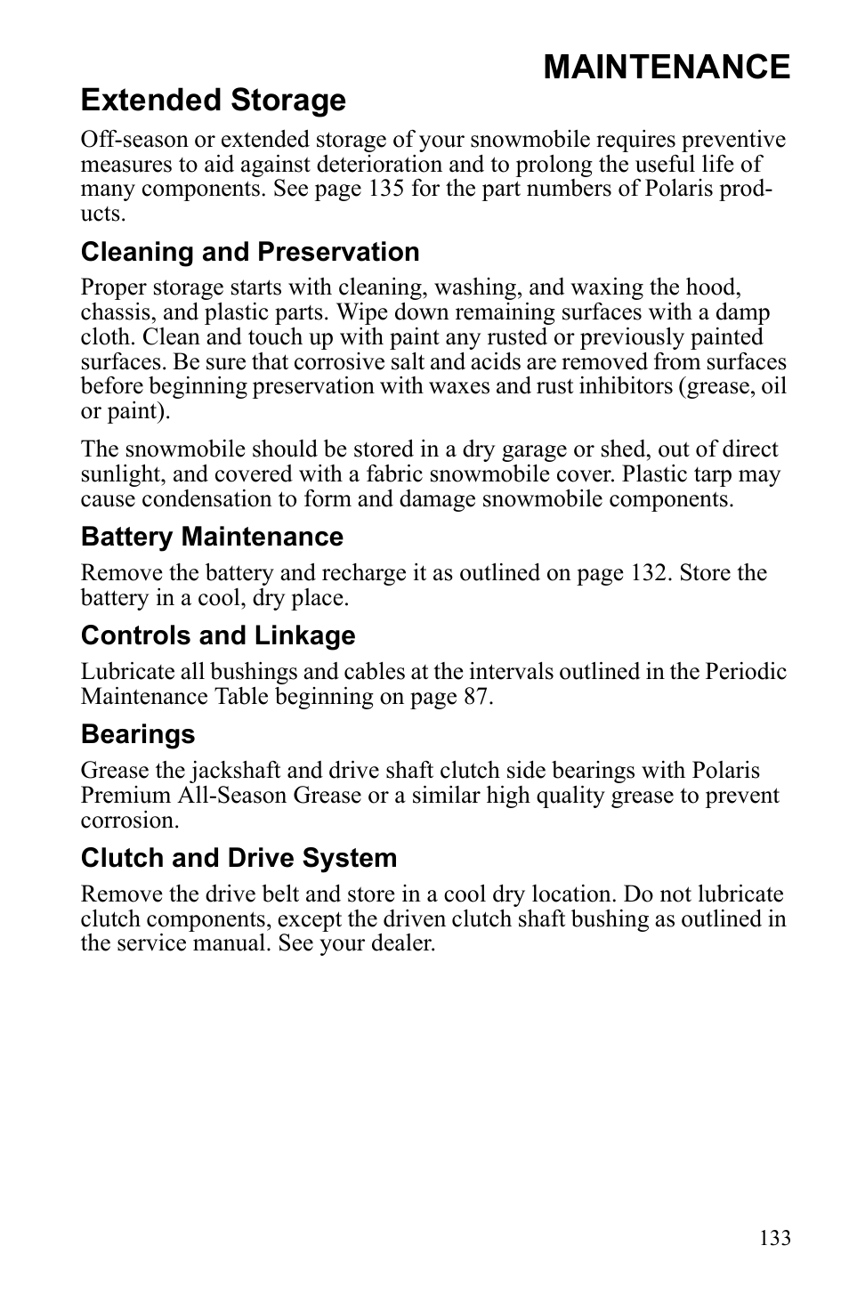 Maintenance, Extended storage | Polaris IQ Turbo Dragon User Manual | Page 136 / 159