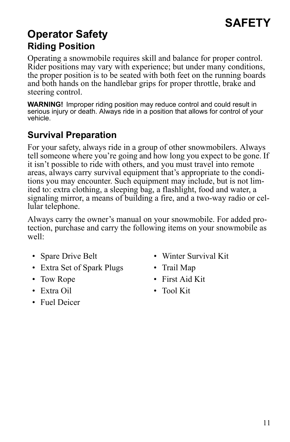 Safety, Operator safety | Polaris IQ Turbo Dragon User Manual | Page 14 / 159