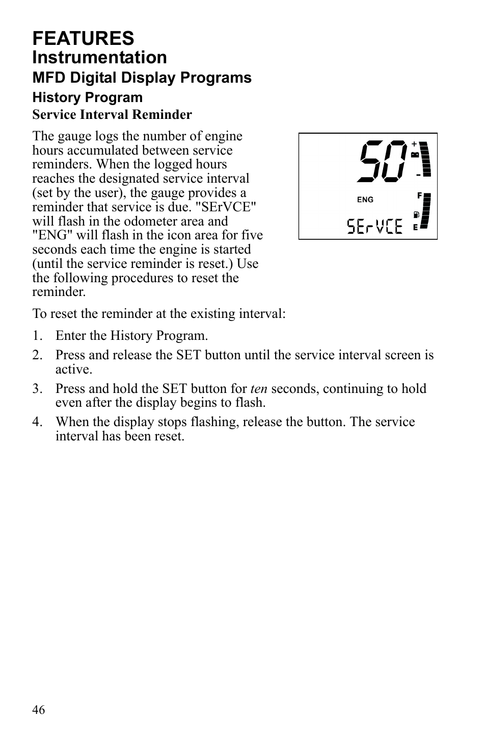 Features, Instrumentation | Polaris IQ Turbo Dragon User Manual | Page 49 / 159