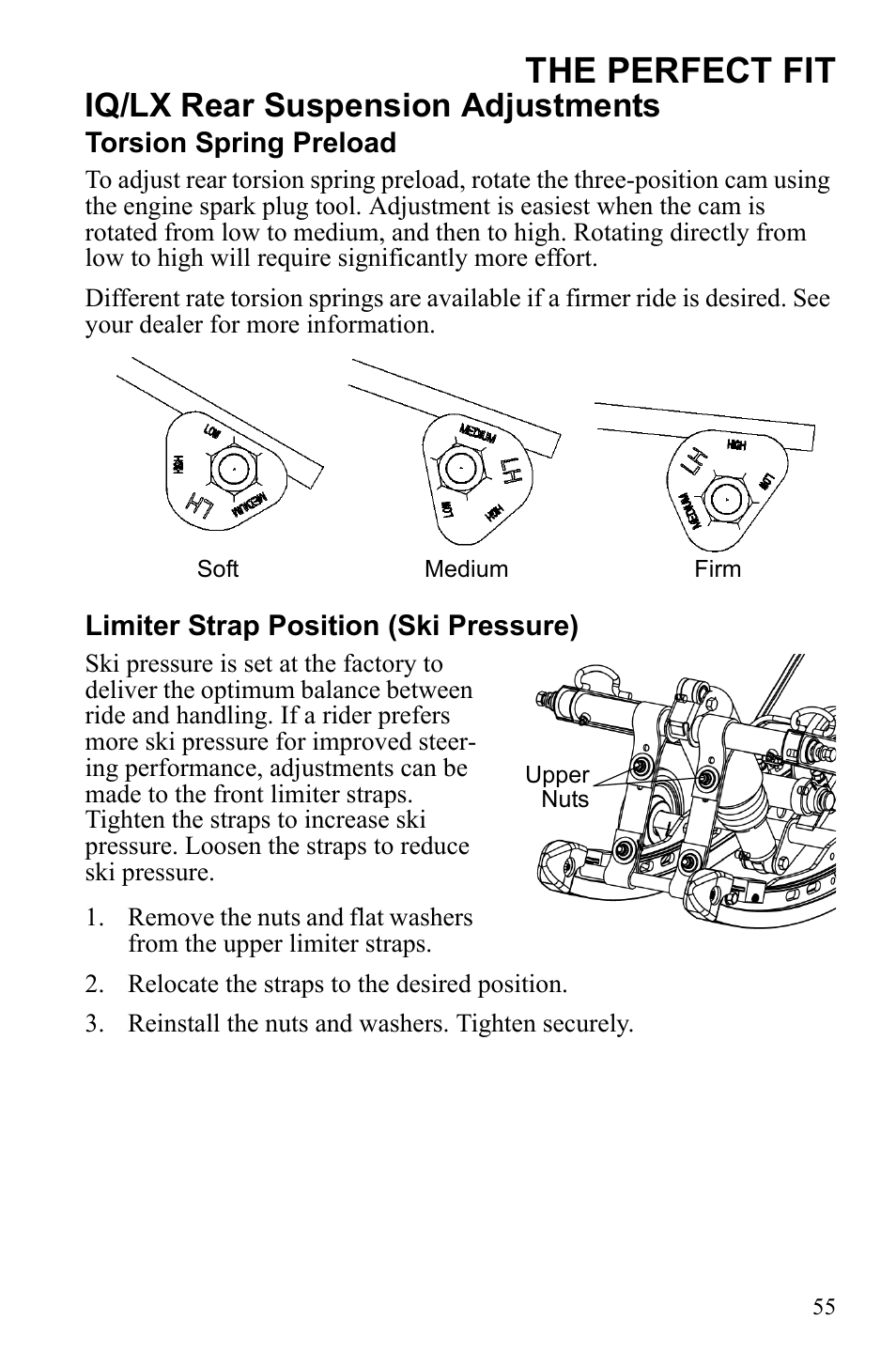 The perfect fit, Iq/lx rear suspension adjustments | Polaris IQ Turbo Dragon User Manual | Page 58 / 159