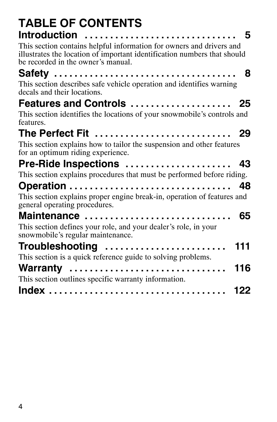 Polaris 800 Switchback User Manual | Page 6 / 127