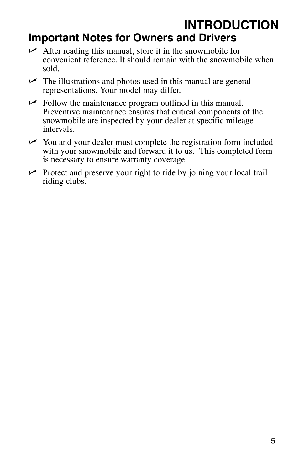 Introduction | Polaris 800 Switchback User Manual | Page 7 / 127