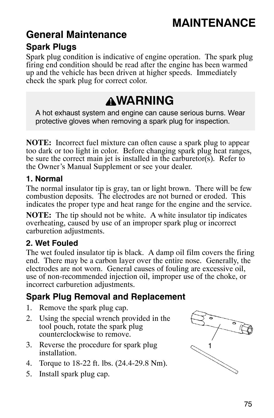 Warning, Maintenance, General maintenance | Polaris 800 Switchback User Manual | Page 77 / 127