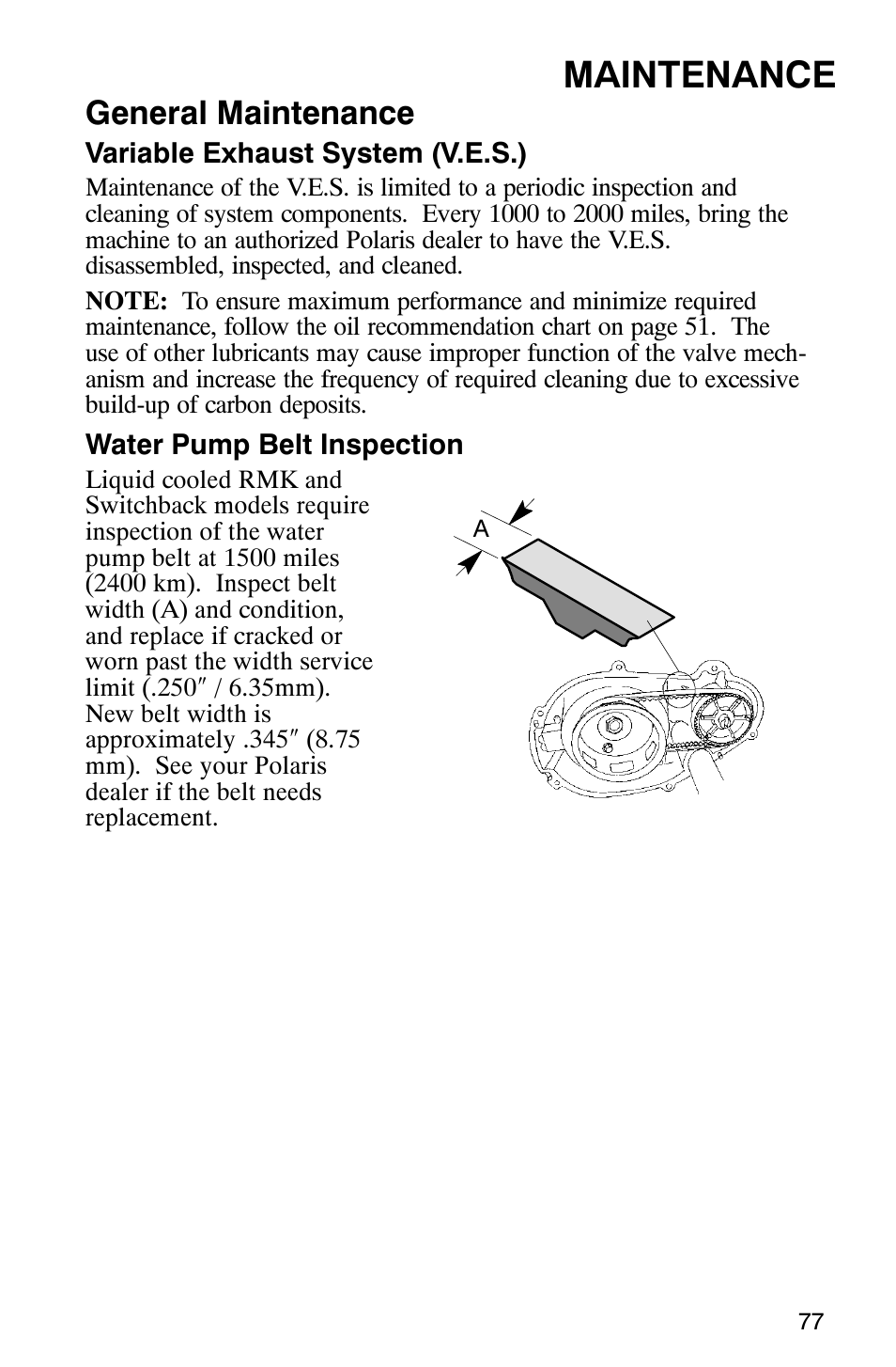 Maintenance, General maintenance | Polaris 800 Switchback User Manual | Page 79 / 127