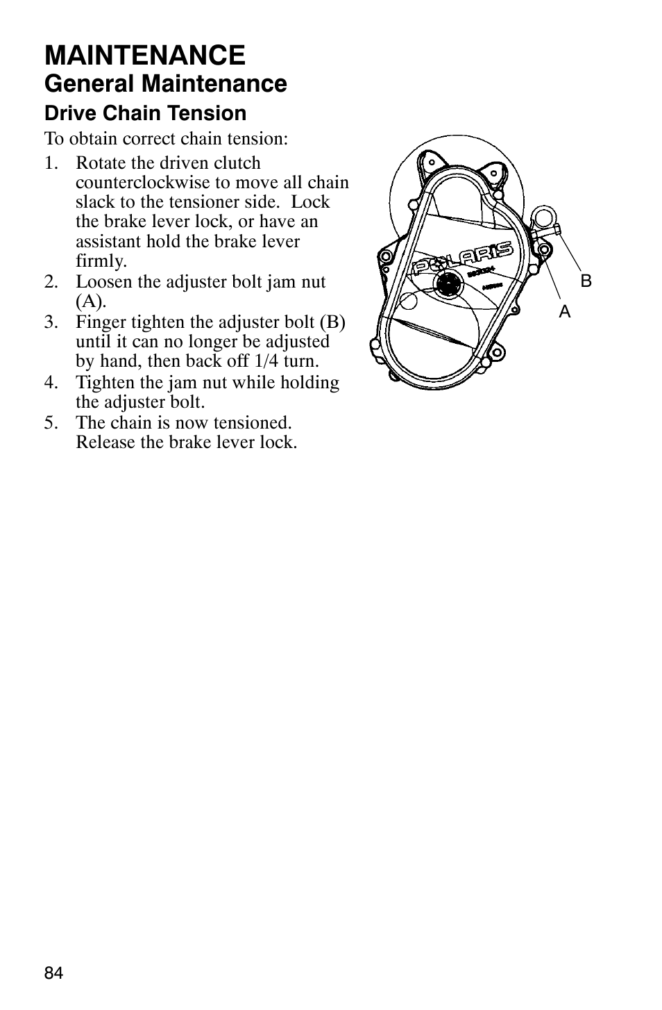 Maintenance, General maintenance | Polaris 800 Switchback User Manual | Page 86 / 127