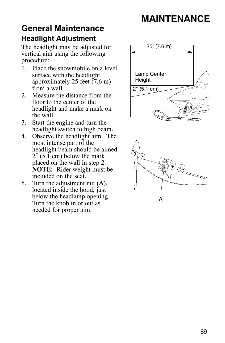 Maintenance, General maintenance | Polaris 800 Switchback User Manual | Page 91 / 127