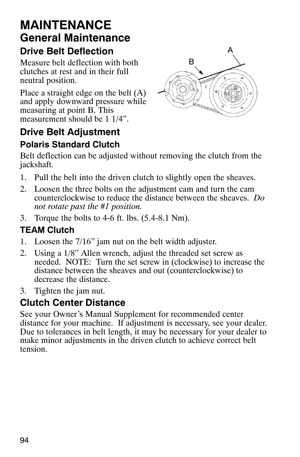 Maintenance, General maintenance | Polaris 800 Switchback User Manual | Page 96 / 127